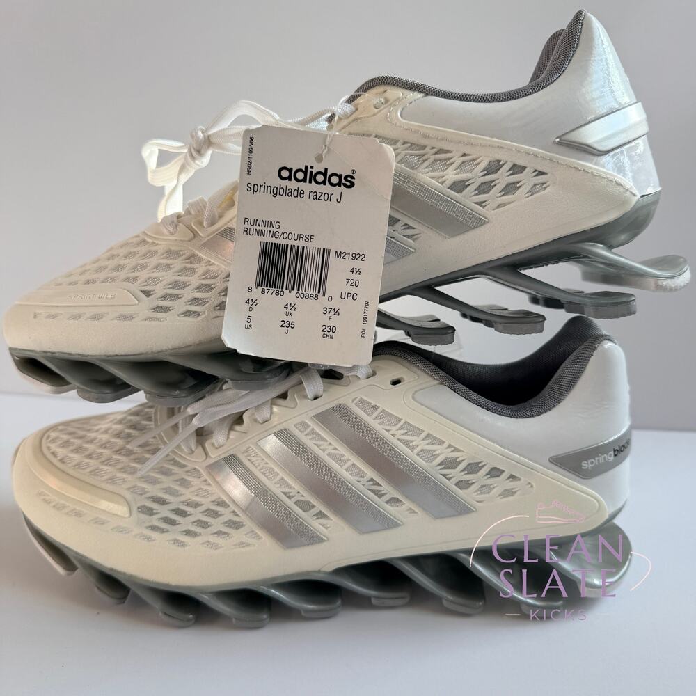 Adidas Springblade Razor J White Silver Running Shoes M21922 Sz 5 US NEW No Box